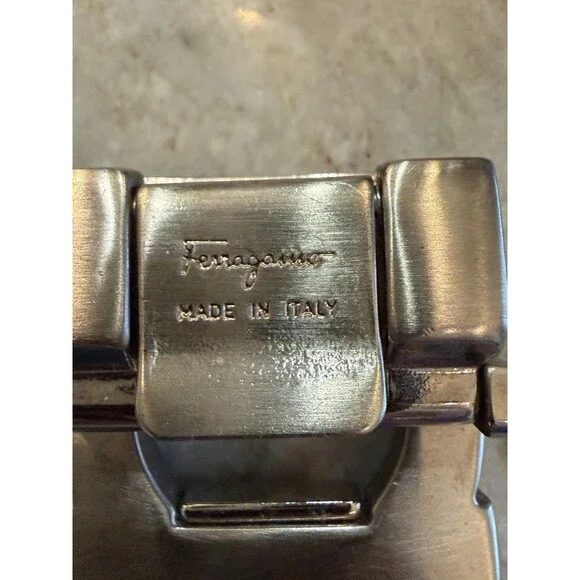 Ferragamo Belt Buckle Silver Tone Fits Belt Width 1”+ Made In Italy - Picture 4 of 9